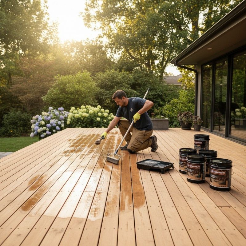 Local Wood Deck Sealing pros at work